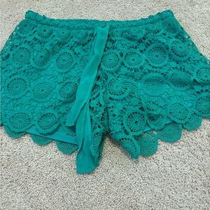 HeartSoul Turquoise Lace Women Shorts